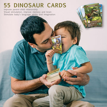 Aminfun 55Pcs Dinosaur Learning Recognition Flash Cards,Dinosaur Fan Collectible Cards, Flash Card, Educational Learning Toys For Kids, Gift For Boys And Girls.