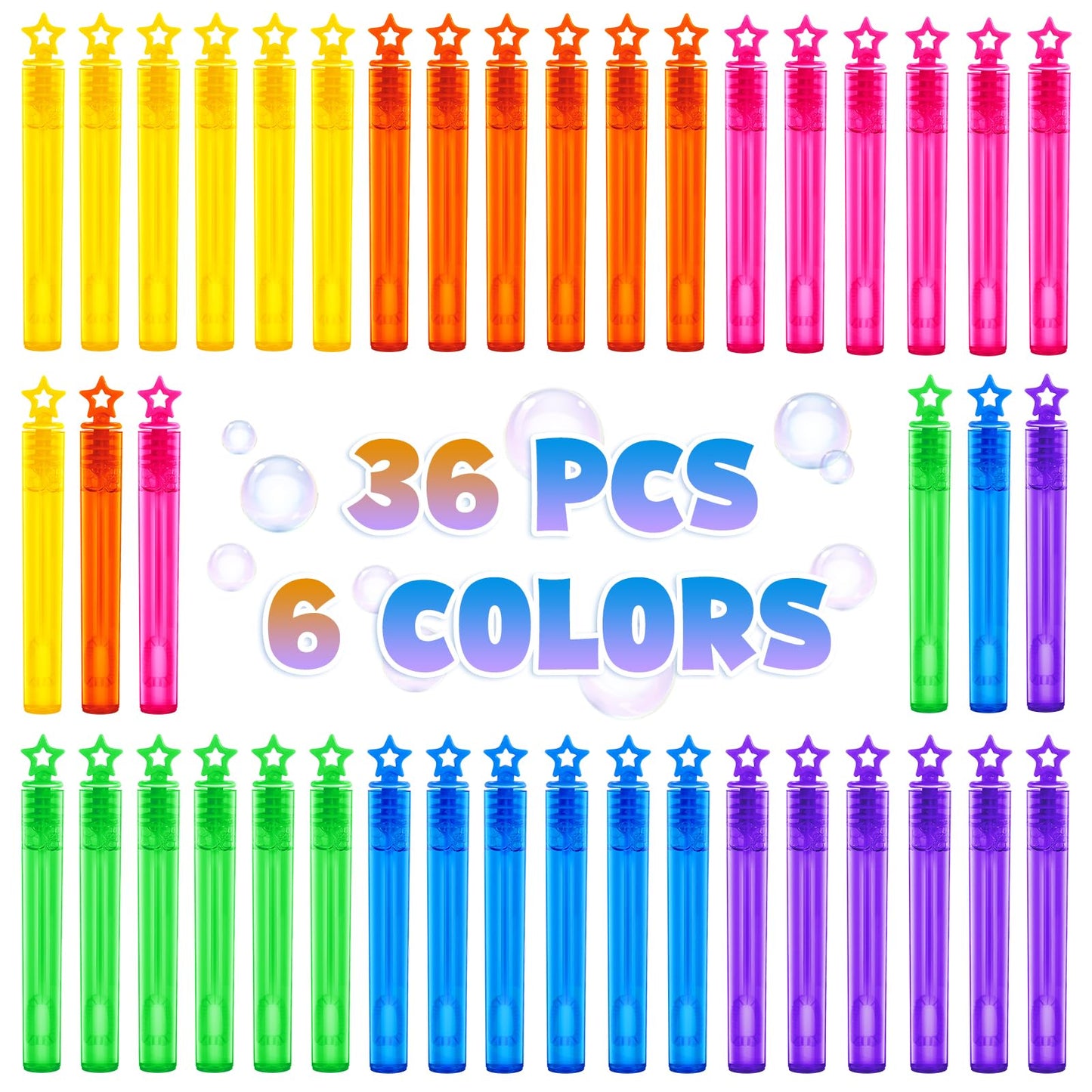 36 Pieces Mini Bubble Wands,Bubble Party Favors Assortment Toys For Kids,Themed Birthday, Halloween, Goodie Bags, Carnival Prize