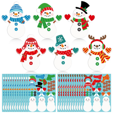 Frienda 24 Pcs Snowman Stickers Crafts for Kids Make a Snowman Stickers Christmas Winter Holiday Craft Games for Xmas Holiday Pa