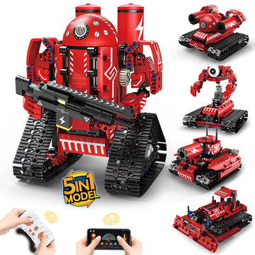Suplanet Stem Robot Toys For Kids Ages 8-14, 5-In-1 Remote Control And App Programmable Robot Toys - 495 Pcs Diy Building Scienc