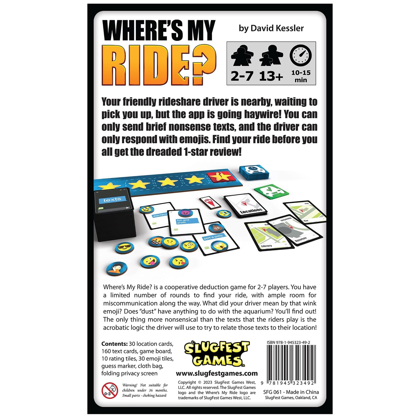 SlugFest Games: Wheres My Ride? - Cooperative Deduction Game of Confusion & Emojis! Party Game, Ages 13+, 2-7 Players, 10-15 Mi