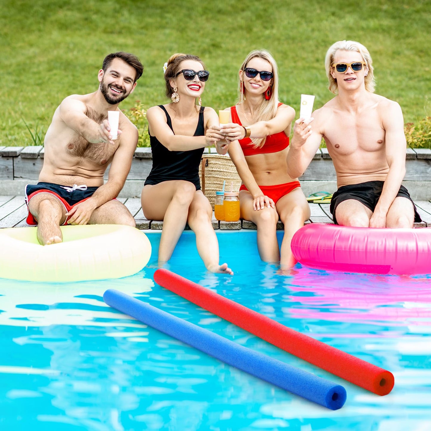Hollowfly 2 Pcs Pool Noodles Floating Pool Noodles Foam Tube Large Hollow Floating Training Device Swimming Craft Projects Paddi