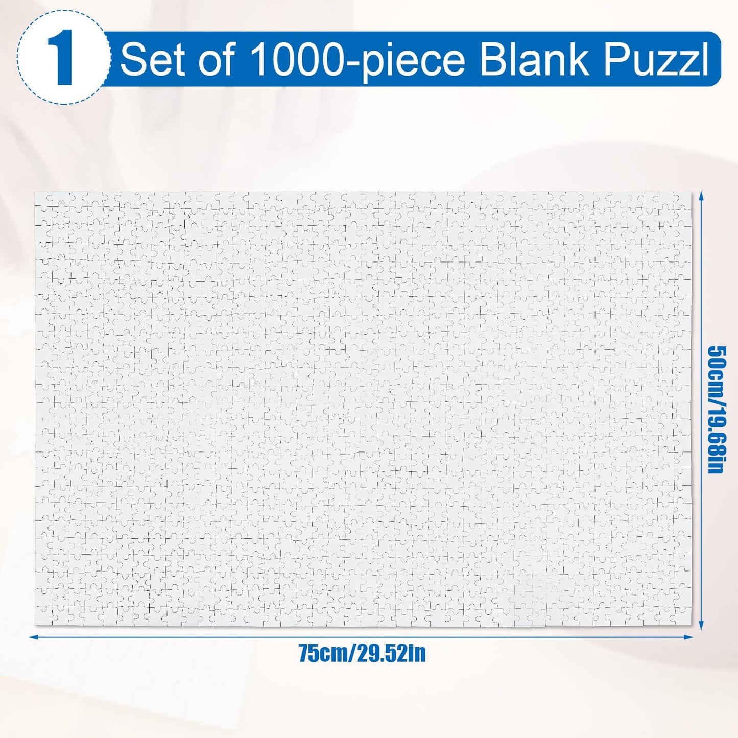 NQEUEPN 1000 Pieces Blank Jigsaw Puzzle - 19.7 x 29.5 Inch DIY Paintable Cardboard Puzzle for Kids & Adults