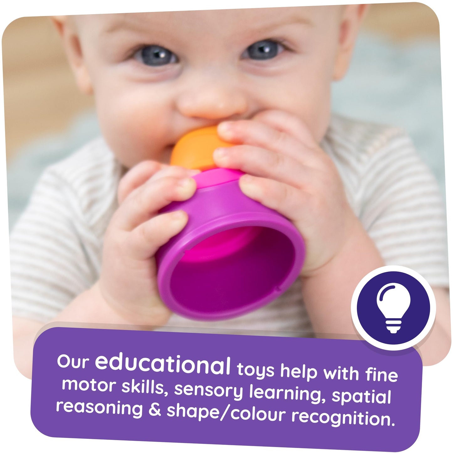 Fat Brain Toys Dimpl Stack Popping Stack & Nest Baby Toy, Sensory Toys For Babies 6 Months+, Fidget Toys For Toddlers