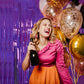 2 Pack 3.2ft x 8.2ft Purple Metallic Tinsel Foil Fringe Curtains, Large Photo Booth Backdrop Streamer Curtain for Party Door Wal
