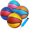 4 Packs Mini Basketballs 7 Inch Size 3 With Pump, Kids Small Basketball Set For Basketball Hoop Pool Party Games Indoor Outdoor