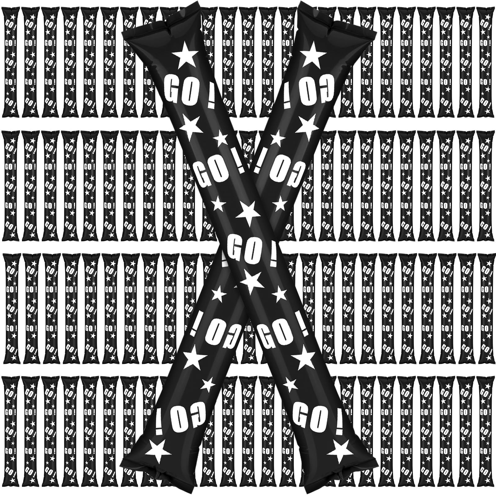 Hungdao 100 Pcs Thunder Sticks Spirit Boom Sticks Cheerleading Football Noise Makers Inflatable Noisemakers for Party Dance Bask