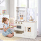 INFANS Kid Kitchen Playset, Toddler Wooden Pretend Cooking Set with Stove, Sink, Microwave, Storage Cabinet, Play Kitchen Toy Se