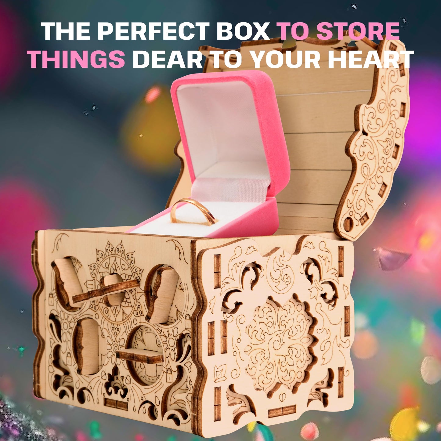 Esc Welt Secret Treasure Box 3D Wooden Puzzle Game - Creative Gift Box For Money, Vouchers, Gift Cards - 3-In-1 Wooden Box Game - Gift Box For Teenagers And Adults - 3D Wooden Puzzle