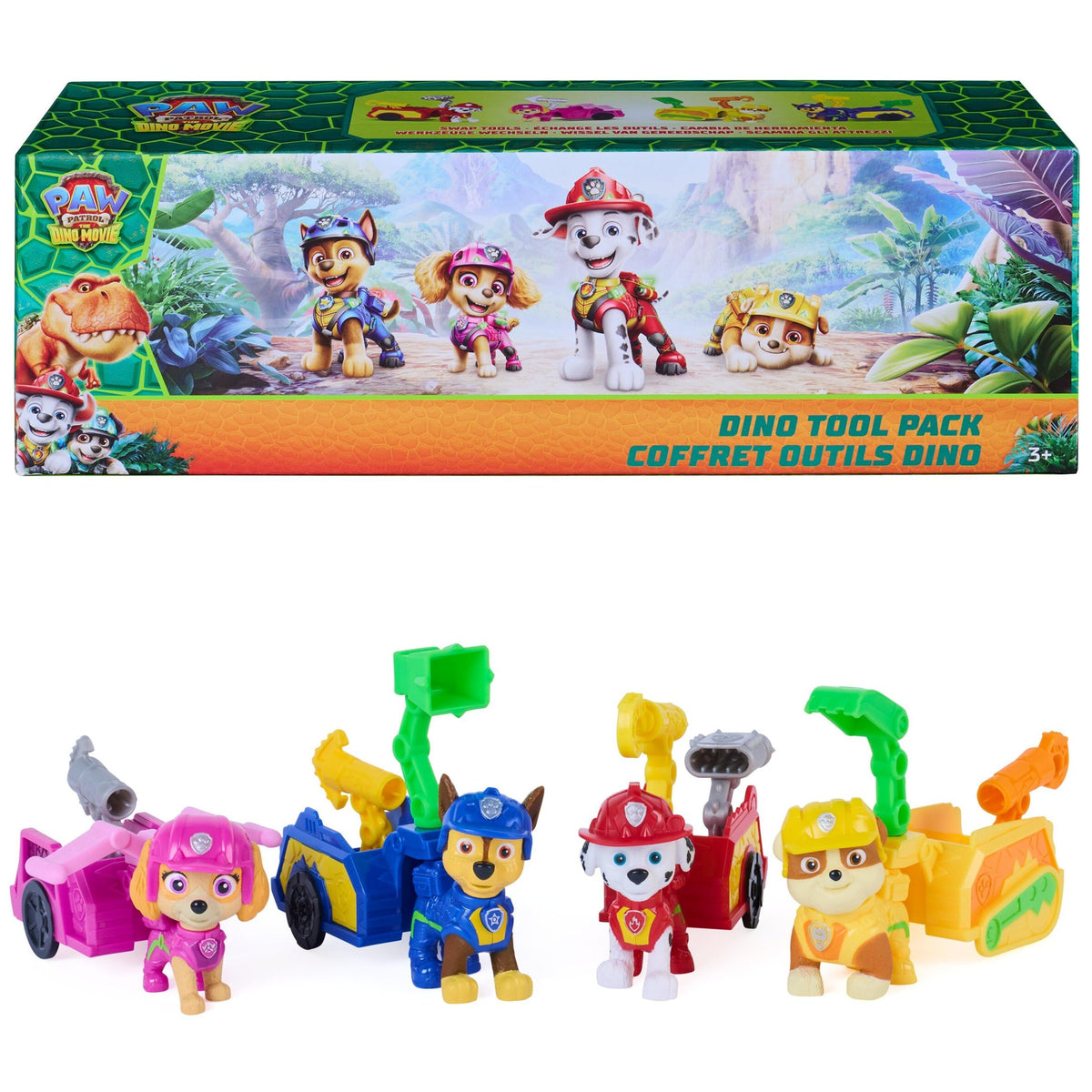 PAW Patrol: The Dino Movie Dino Tool Pack, 16Piece Set with 4 Figures