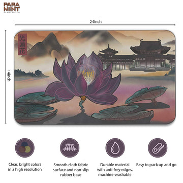 Paramint Light Lotus (Stitched) - Mtg Playmat - Perfect For Magic The Gathering, Pokemon, Yugioh, Anime - Tcg Card Game Table Mat - Durable, Thick, Cloth Fabric, Rubber Base By Daniel Ziegler