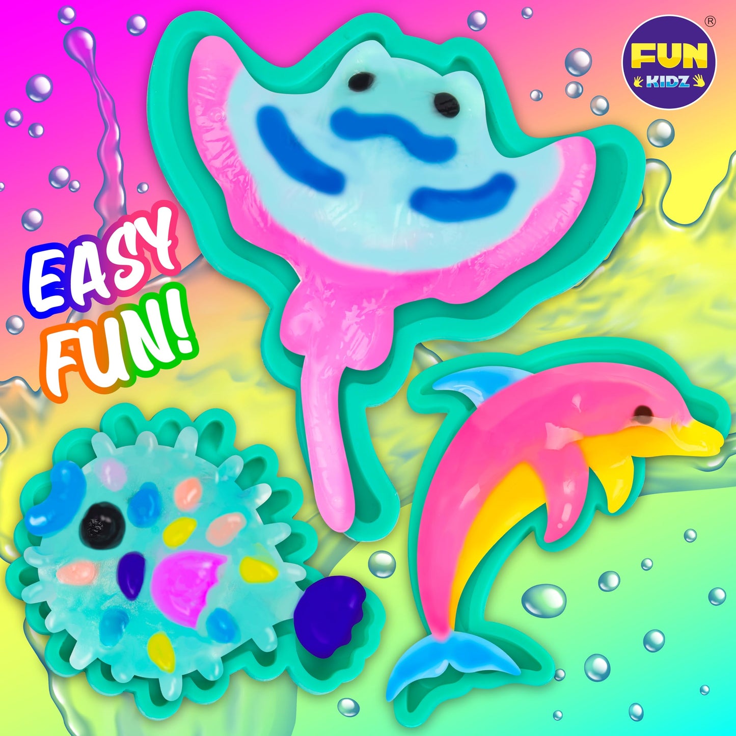 FUN KIDZ Ocean Magic Water Elves Toys Kit - Large Aqua Craft Kit, 25 Colors, Plastic, Model 505D2468, Great for Kids' Summer Activities