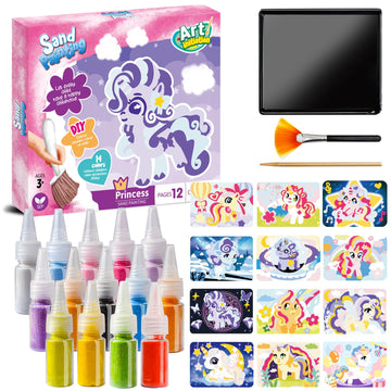 Tnoone Animal Sand Art Kits For Kids,Diy Crafts For Kids Ages 4-8,Color Sand Art Pictures,Art Crafts Learning Toys,Ideal Gifts F