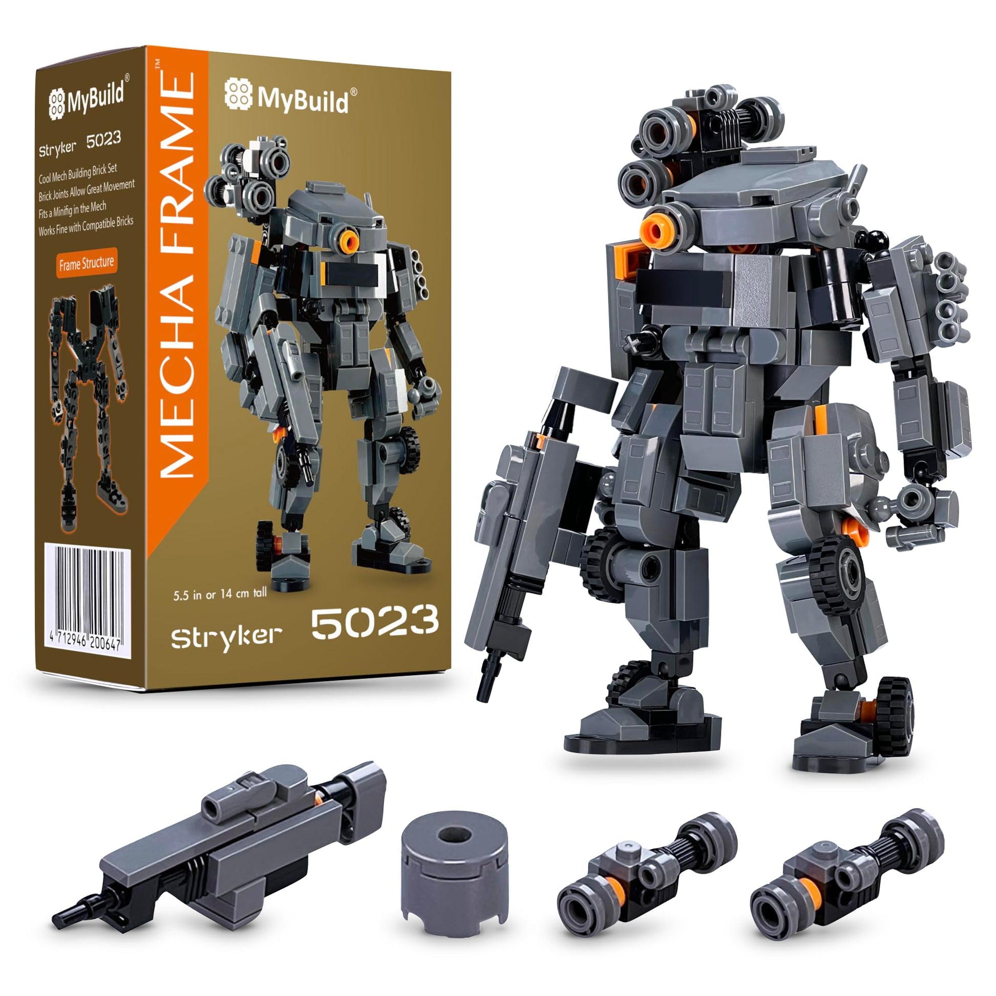 Mybuild Mecha Frame Armed Forces Stryker 5023 - Mech Toy Building Bricks For Mech Fans Aged 14+ (Dark Gray)