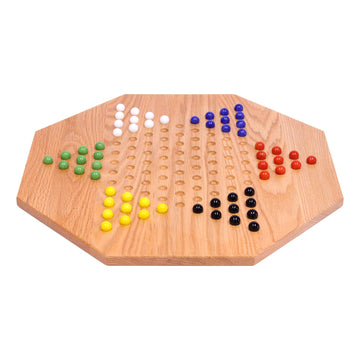 Amishtoybox.Com Oak Wooden Chinese Checkers Board Game Set, Hand-Painted, 19'' Wide