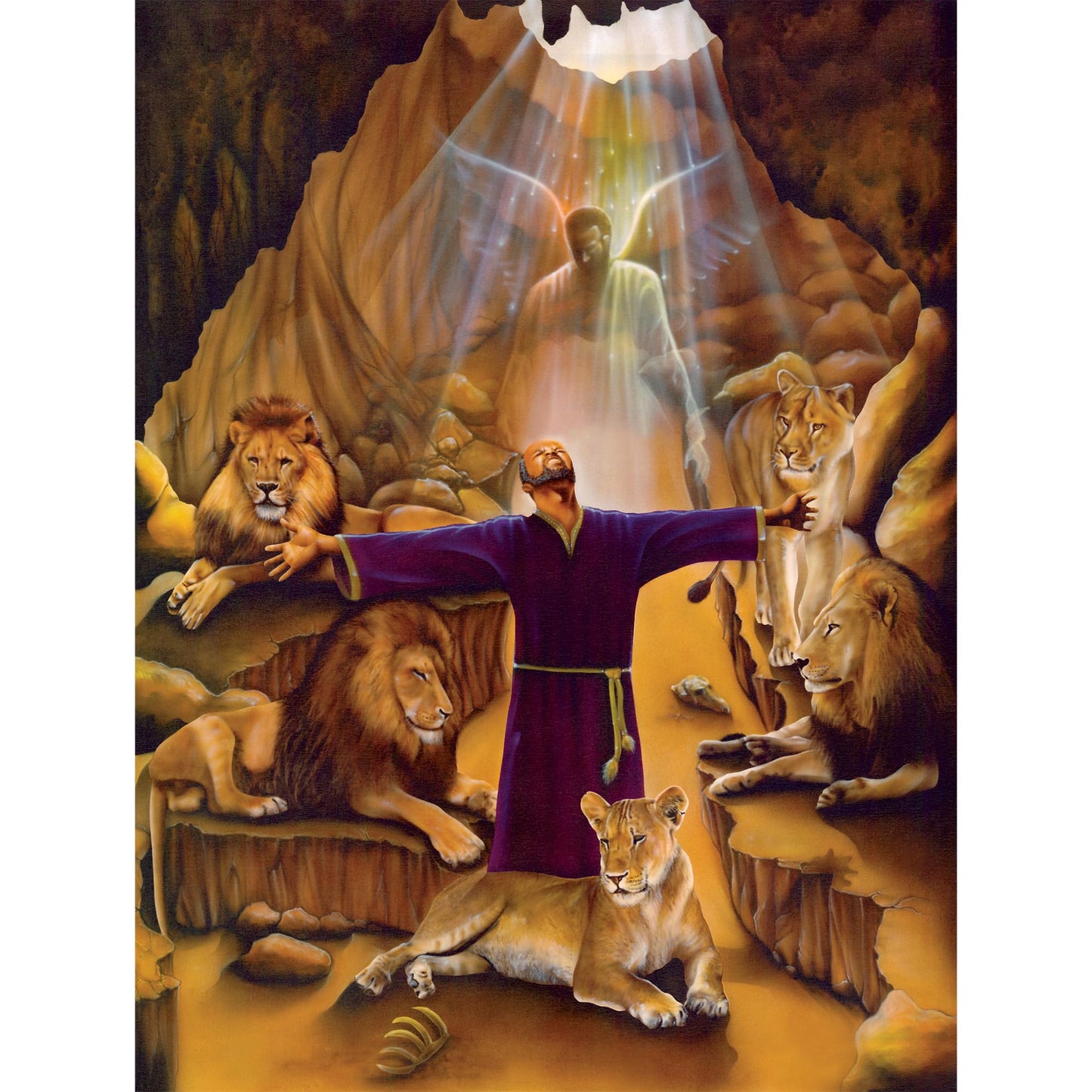 African American Expressions - Daniel In The Lion’S Den Puzzle – 500-Piece African American Biblical Jigsaw Puzzle For Adults | Inspirational Christian Puzzle With Stunning Artwork