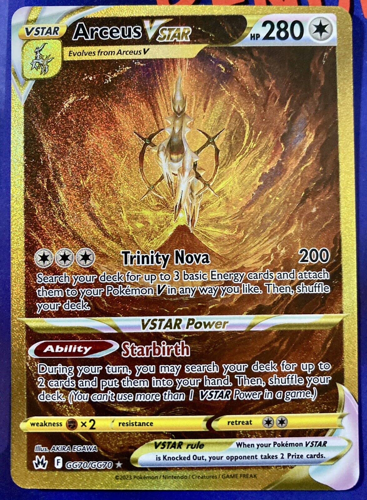 Pokemon - Arceus Vstar Gg70/Gg70 - Crown Zenith - Galarian Gallery -Secret Rare - Gold Card