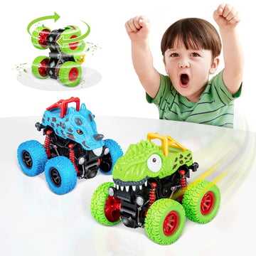 LODBY Dinosaur Toys for 2 3 4 5 Year Old Boys , Pull Back Vehicles Toys Monster Truck for Toddler Boys Age 2-4-6, Dino Cars for