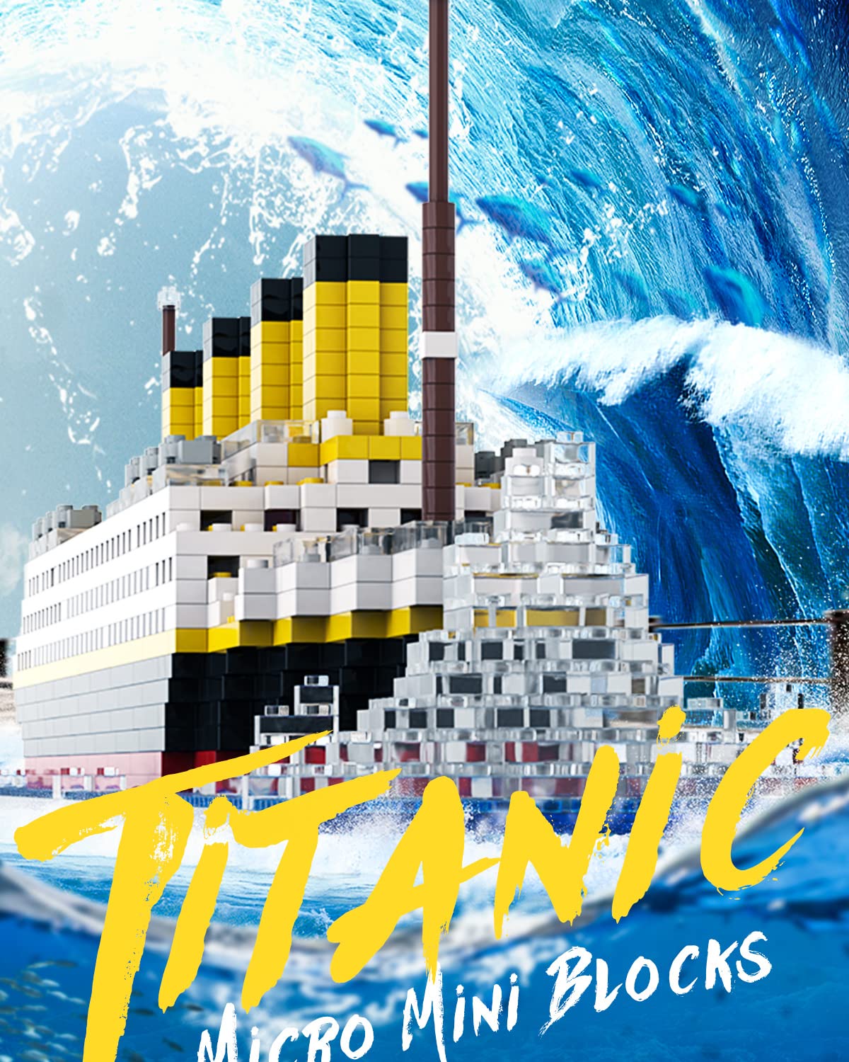 dOvOb Mini Blocks Titanic Model Set, 1872 Pieces, Small Size, Assorted Color, Includes 2 Figures, Model 66503