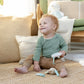 Ingenuity Soothing Essentials Wood Carrier Toy Bar, Montesorri-Inspired, 3 Removable Toys, for Ages 0-12 Months