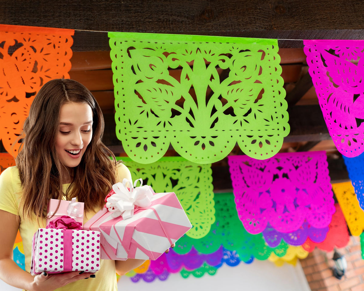 Large Papel picado banner/ Mexican themed party decorations  Fiesta Party Supplies for Cinco de Mayo, Taco Twosday Birthday, Di