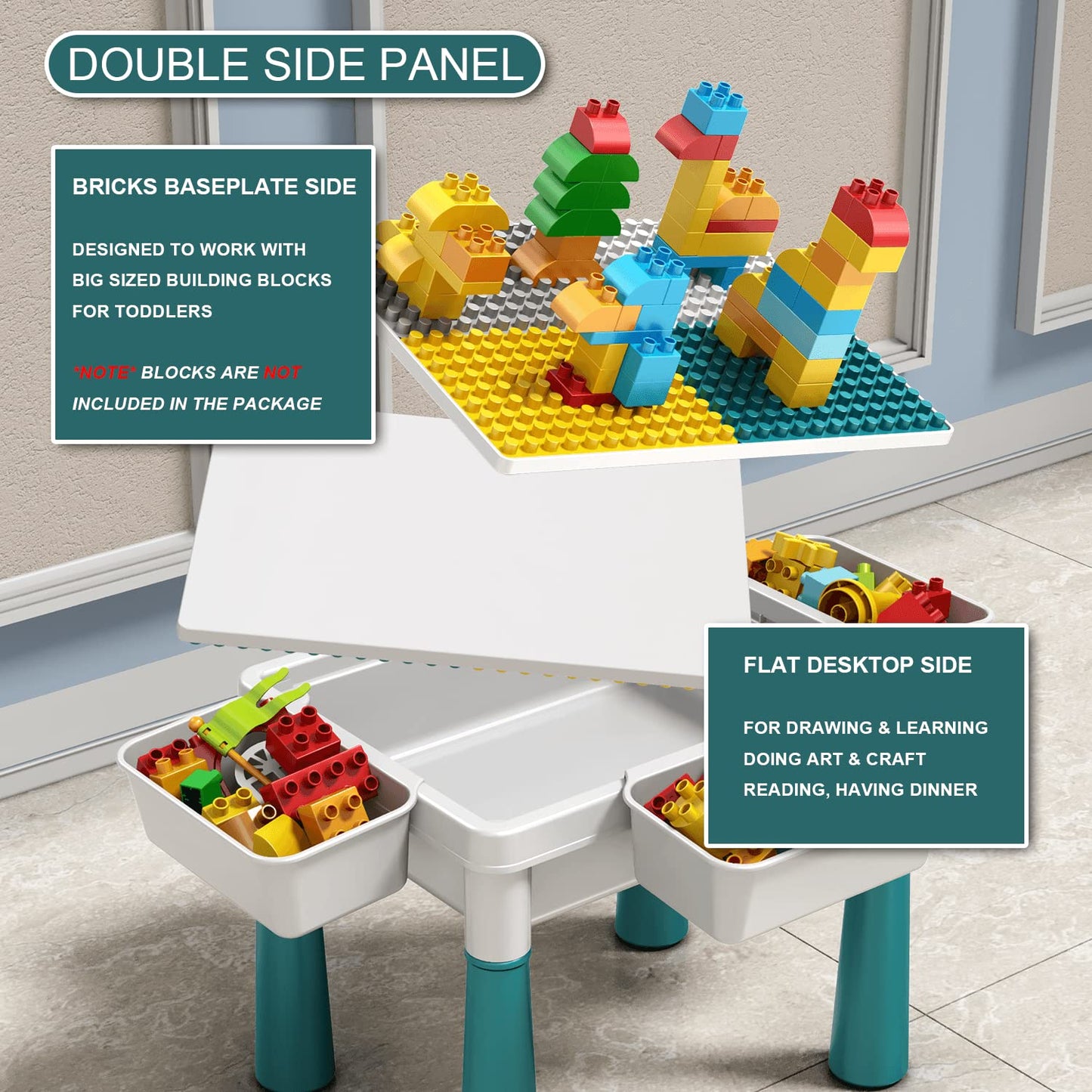 Pairez Toys Small Activity Table for Toddlers, Plastic Sensory Table for Building Blocks, Art & Craft, Model PT201, Small