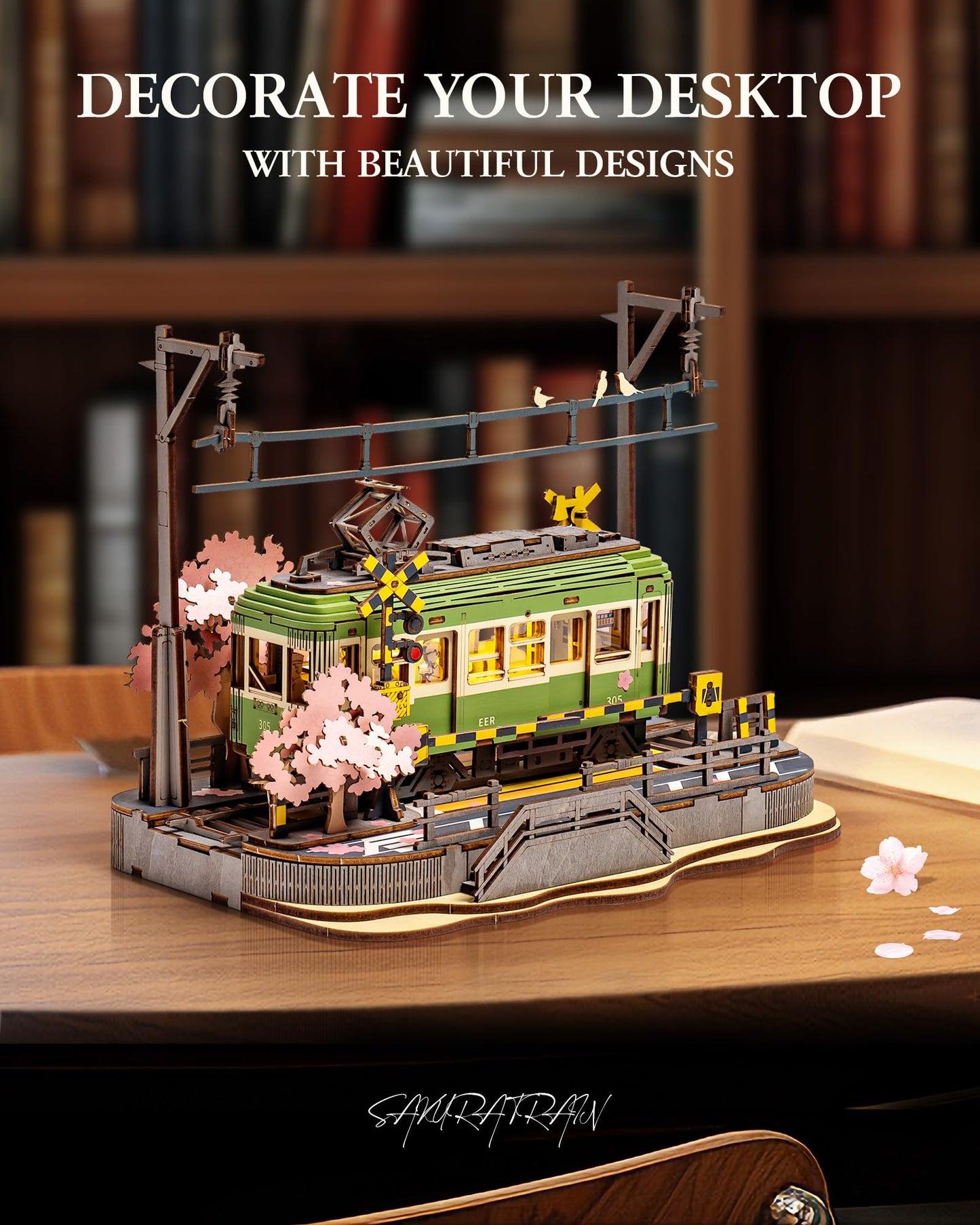 Wowood 3D Wooden Puzzles For Adults-Sakura Journey Tram, Model Car Kits Building Set For Adults, Diy Hobby Craft Kits Creative G