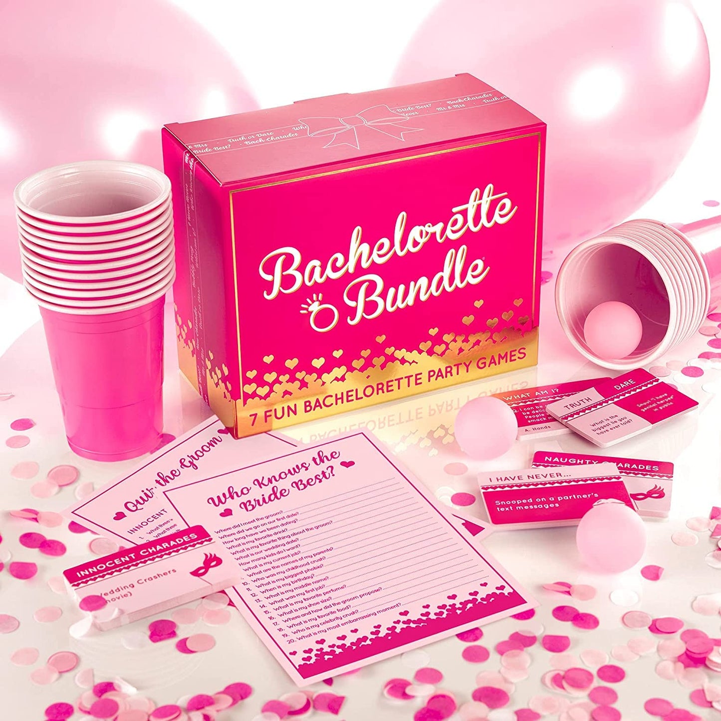 Gutter Games Bachelorette Bundle - Fun Party Games, Portable, Pink, Includes Clean & Twisted Games for Bride-to-Be
