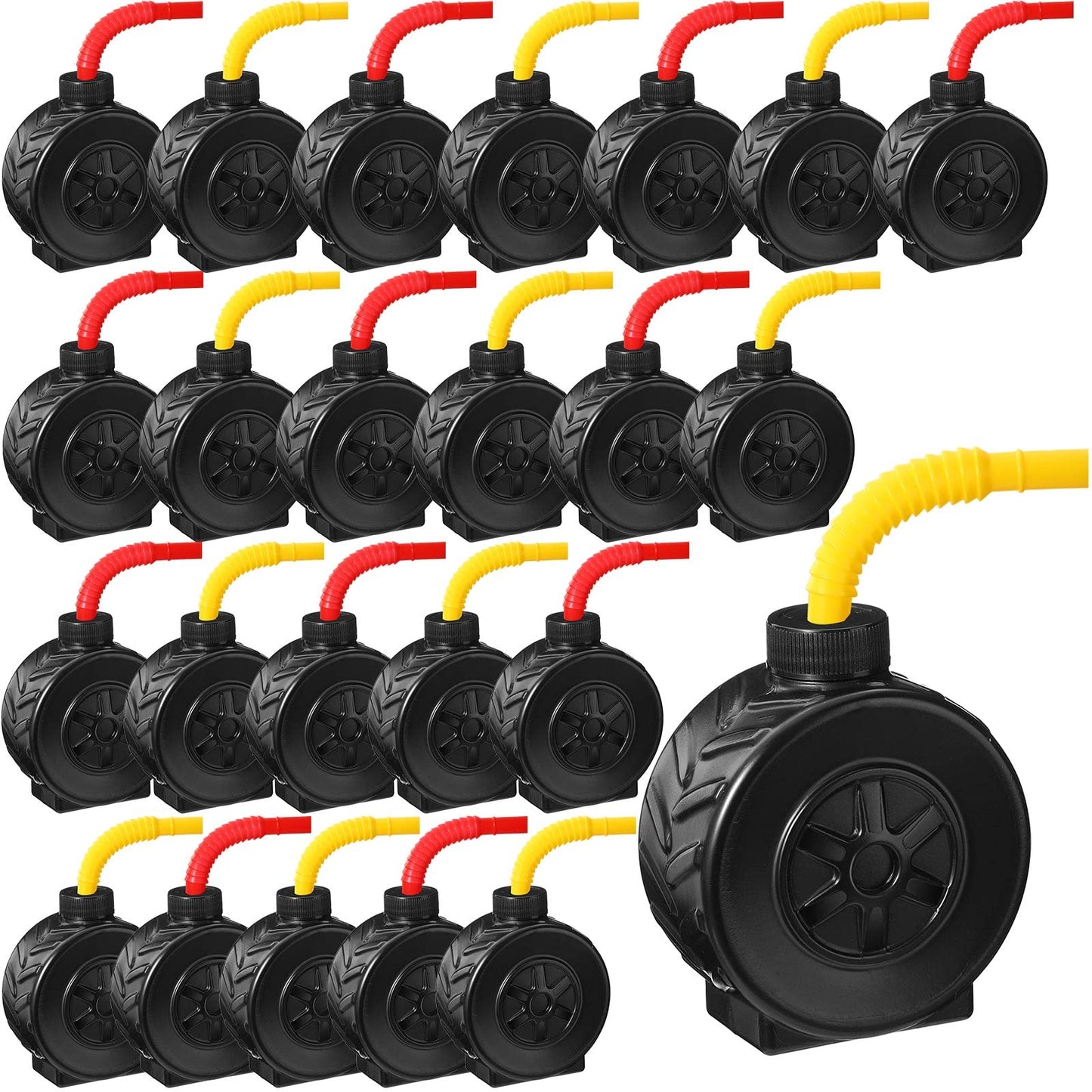 Sawysine 24 Pack Construction Truck Cups Set Truck Construction Cups With Red Yellow Straw Construction Themed Party Favor Cups