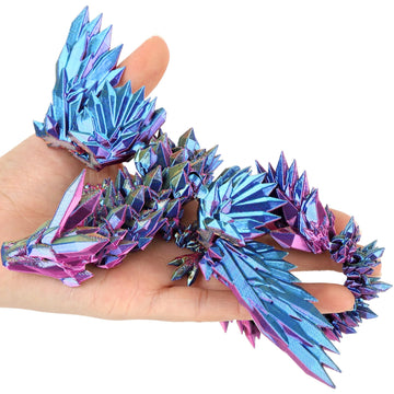 Sumland 3D Printed Dragon With Wings Flying Dragon,Rainbow Crystal Wing Dragon Fidget Toys, Articulated 3D Printed Dragon,Red Ye