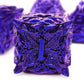 HAOMEJA Metal Vine Leaf Dice Set for DND - 7 Polyhedral D&D Solid Dice for Role Playing and Dungeons and Dragons (Blue Purple)