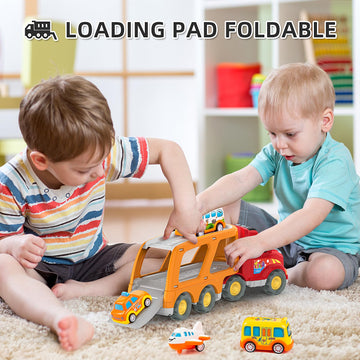 Veslier Toddler Toys Car for Boys Girls Age 1-3 3-5, 5 in 1 Carrier Transport City Vehicles Toys,Kids Toy Cars for Toddlers 1-3,