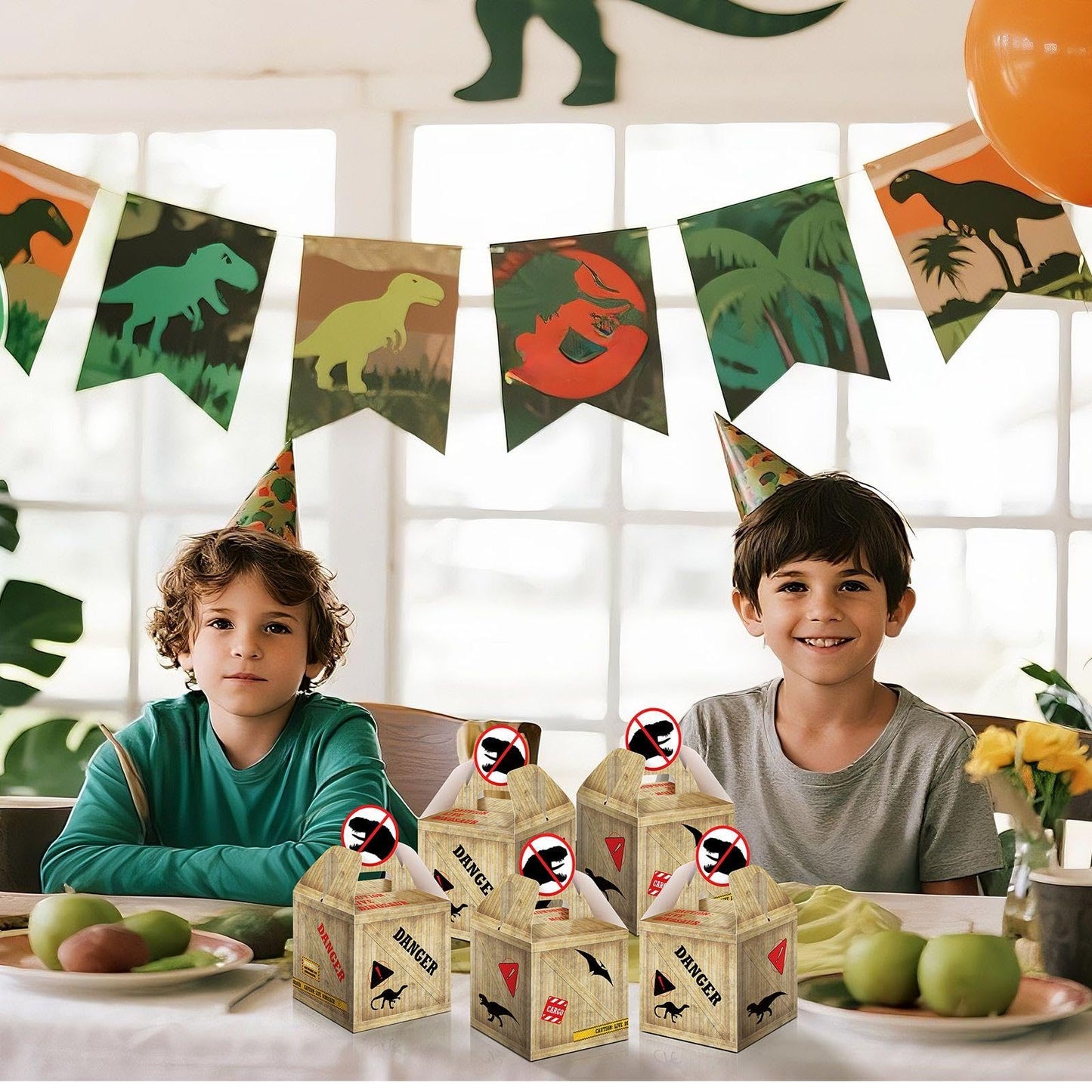 Bucherry 24 Pcs Dinosaur Treat Boxes - Dino Party Favor Gift Containers for Birthday and Baby Shower Decorations