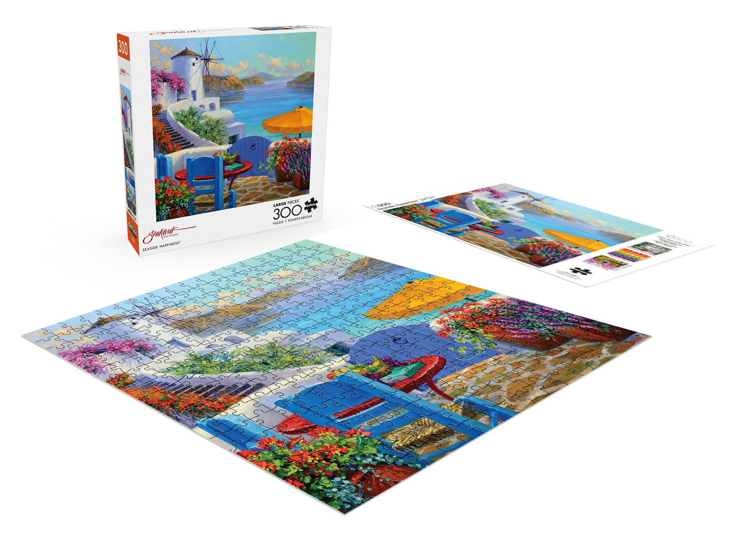 Buffalo Games Mikki Senkarik Seaside Happiness 300 Piece Jigsaw Puzzle, Large Size, Multicolor, Model 22704, Perfect for Game Nights