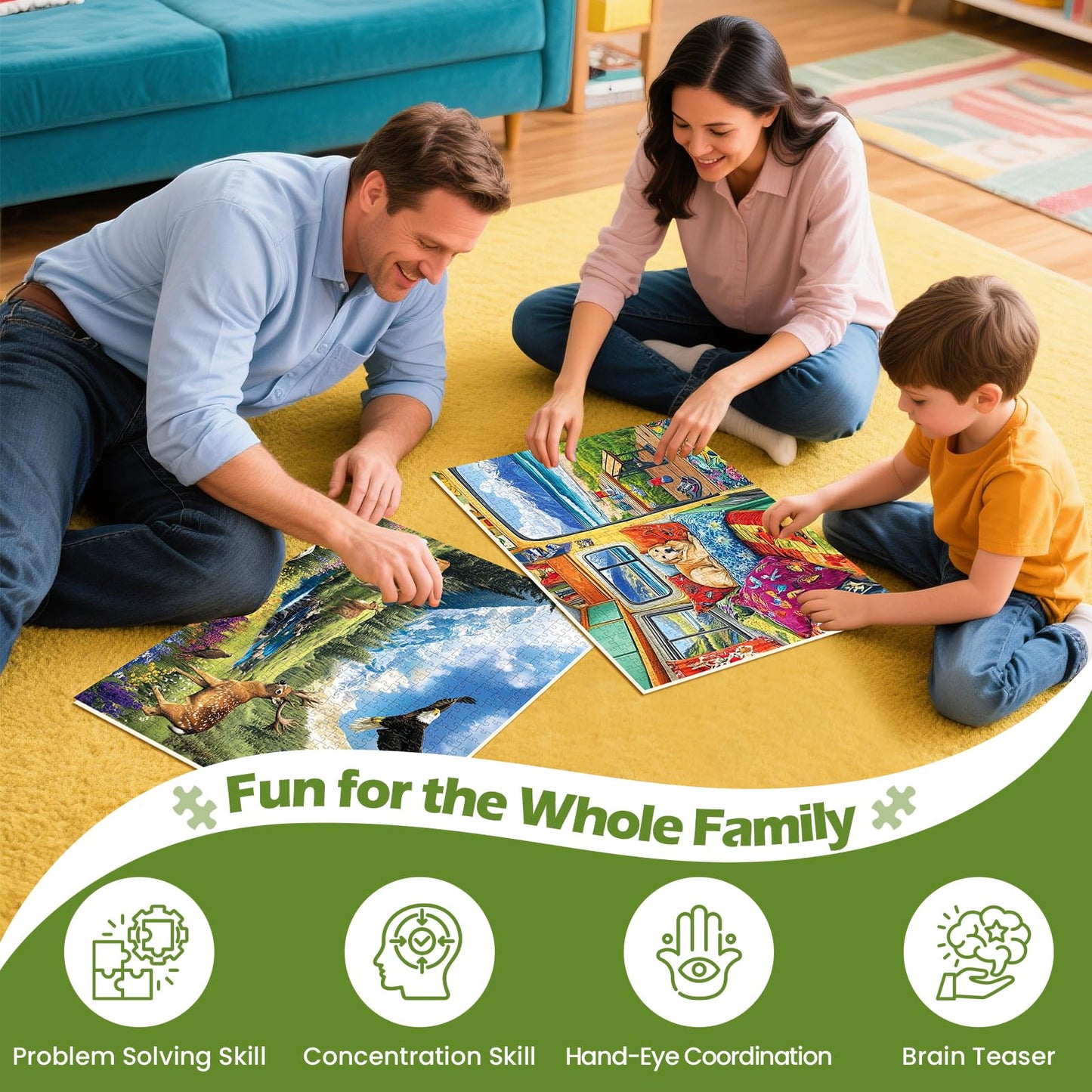 2 Pack 500 Pieces Puzzle for mature-themeds Grassland Snow Mountain Scenery Puzzles Deer Jigsaw Puzzles 500 Pieces RV Travel Puzzles 500 Piece mature-themed Puzzle Challenging Family Activity Great Gift