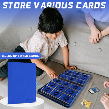 enhanced Card Binder 9 Pocket  360 Pockets Trading Card Holder Book  enhanced PU Cover Zip Folder Binder  Side Loading Carrying Case Binder Album for TCG  MTG Sports Cards  Game Cards (Blue)
