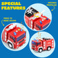 JOYIN 4 Packs Emergency Vehicle Toy Playsets, Friction Powered Vehicles with Light and Sound, Including Fire Truck, Ambulance, P