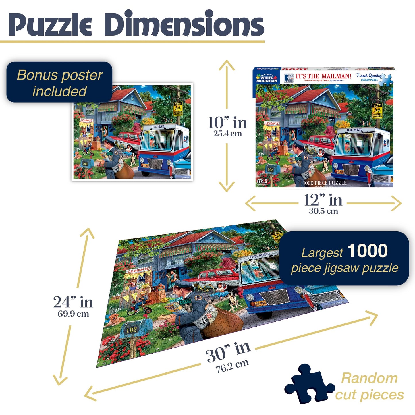 White Mountain 1000 Pieces Jigsaw Puzzle - It's The Mailman, Cardboard, 24 x 30 inches
