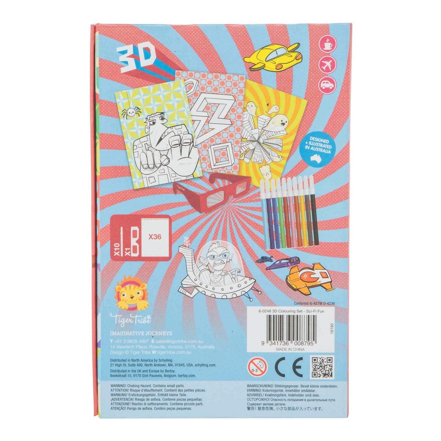 Tiger Tribe: 3D Coloring Set - Sci Fi Fun - Activity Set, Color Drawings That Leap Off The Page, 3D Glasses, Markers, Kids Ages