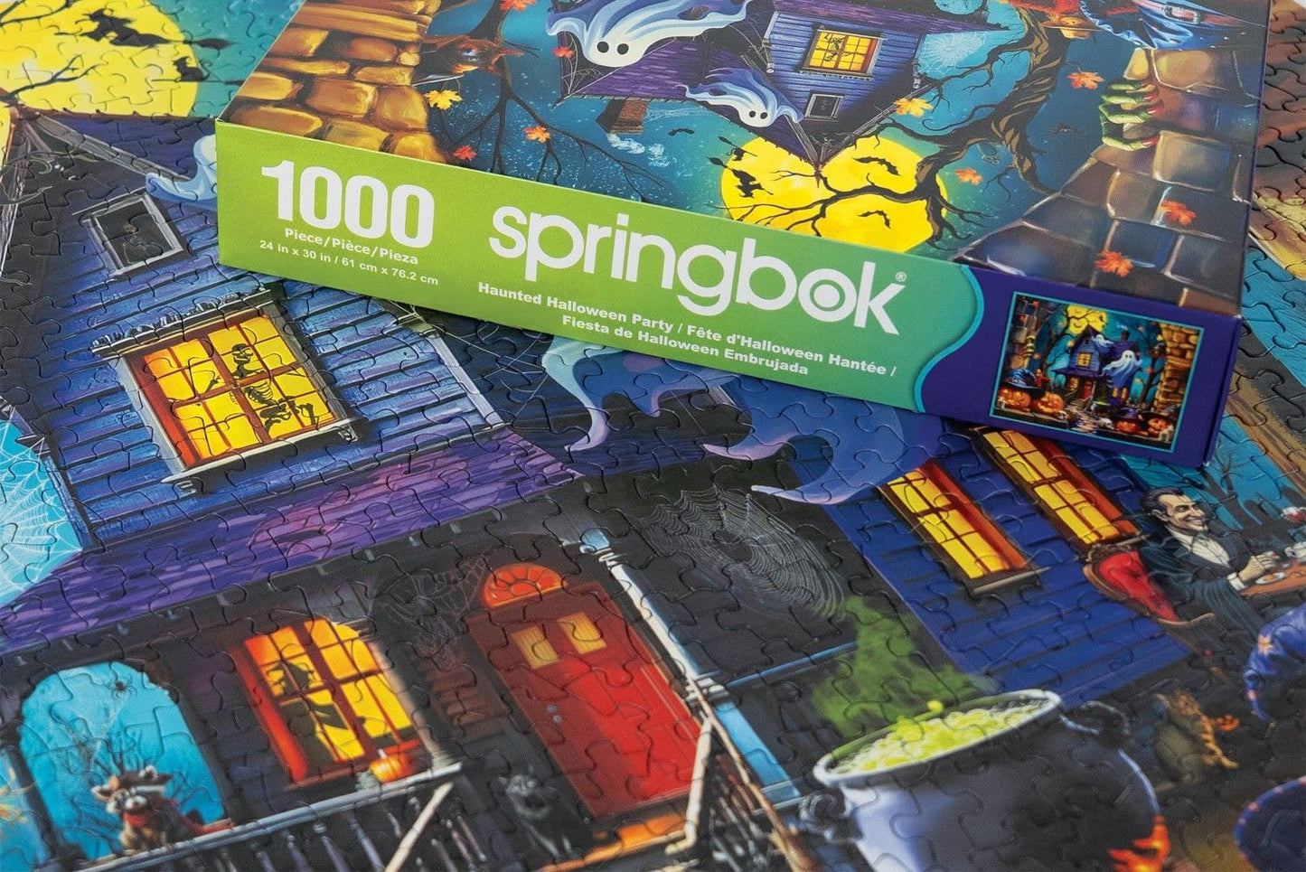 Springbok 1000 Piece Haunted Halloween Jigsaw Puzzle - Large Cardboard - Unique Cut Pieces - Model 33-11298