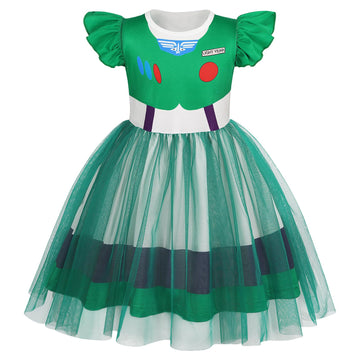 Eledobby Buzz Lightyear Dress for Girls Halloween Costume Princess Dress Up Birthday Party Outfit 5-6Years