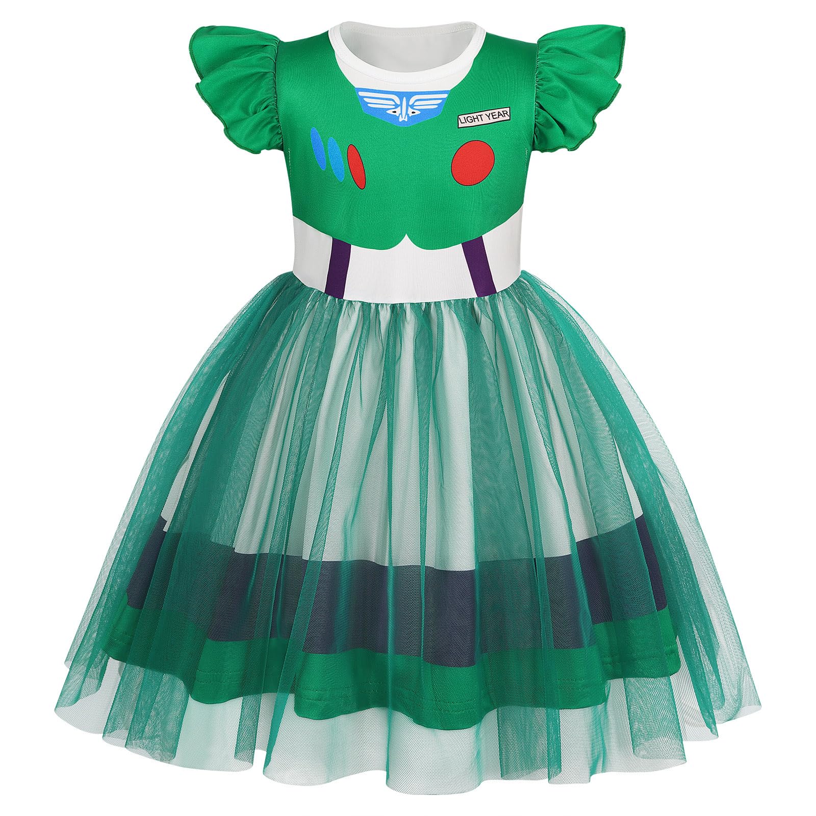 Eledobby Girls Buzz Lightyear Dress Toddler Buzz Lightyear Costume Princess Dress Up Halloween Outfit Birthday Party Dress 3-4T