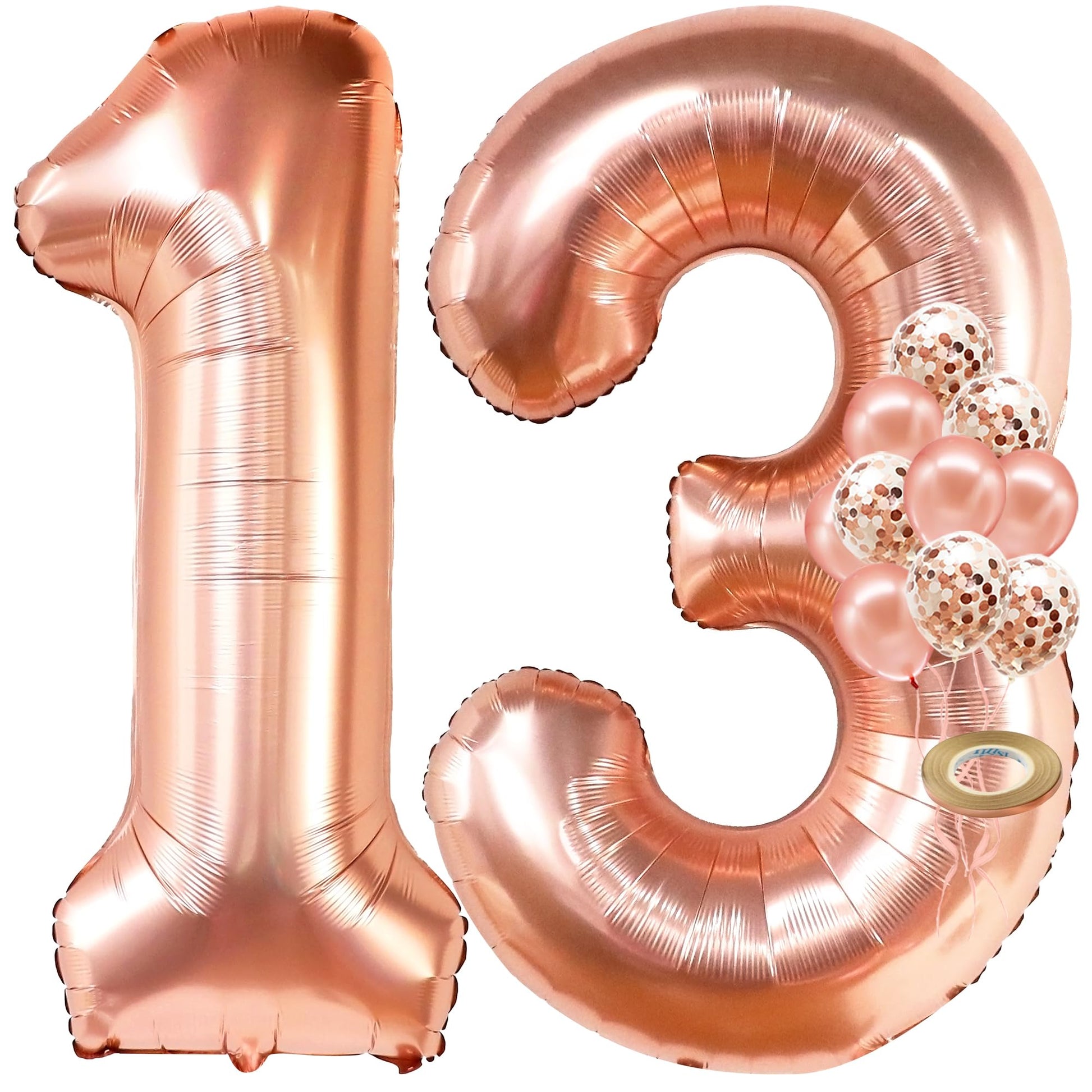 KatchOn, Rose Gold 13 Balloon Numbers - Giant, 40 Inch | 13th Birthday Decorations for Girls | 13 Rose Gold Balloons for 13 Rose