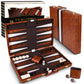 Crazy Games Backgn Sets for mature-themeds with enhanced Leather Case | Classic Travel Backgn Set for mature-themeds and Kids with Strategy & Guide | 15 Inches | Medium | Brown