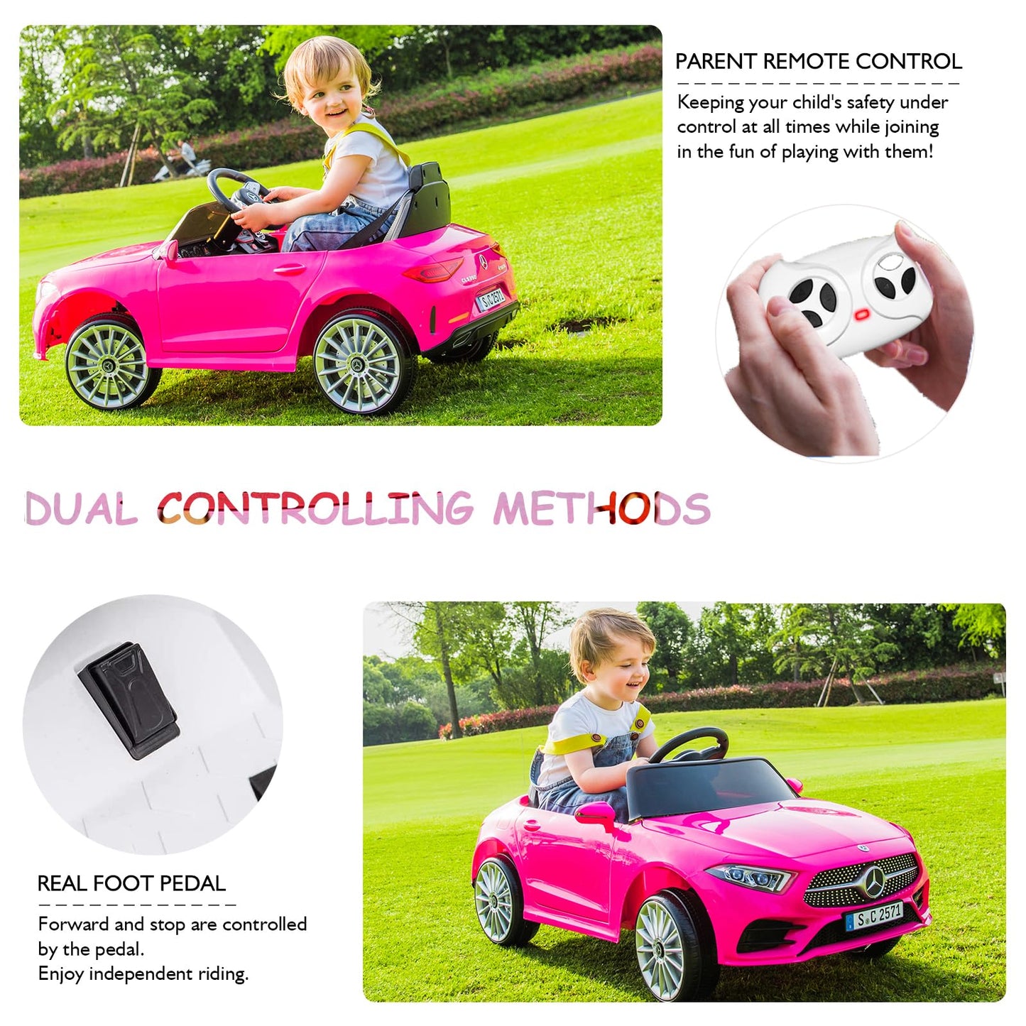 Bopilon Kids Electric Ride on Car with Remote Control, 12V Licensed Mercedes Benz Kids Car Battery Powered Electric Vehicles Toy