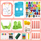 Weudear Kids Easel, Kids Toys Rotatable Double Sided Chalk Board Adjustable Height Standing Toddler Easel With 79Pcs Accessories