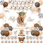 JOYMEMO Brown Highland Cow Baby Shower Decorations for Boy, Holy Cow We are Having a Baby Backdrop Decor with Welcome Baby Print