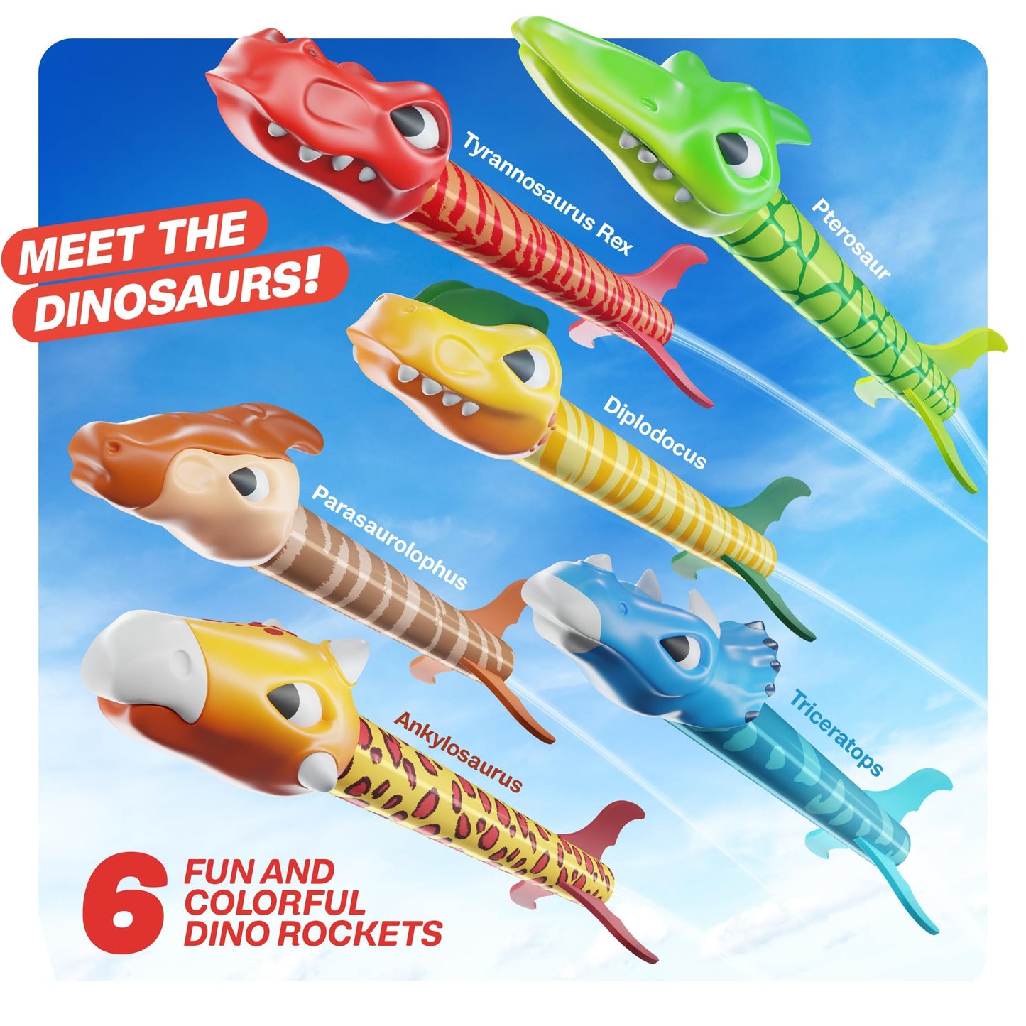 Dinosaur Toy Rocket Launcher For Kids - Toys For Kids 3-5 5-7 4-6 - Outdoor Toys For Kid Ages 4-8 - 3 4 Year Old Boy Birthday Gi