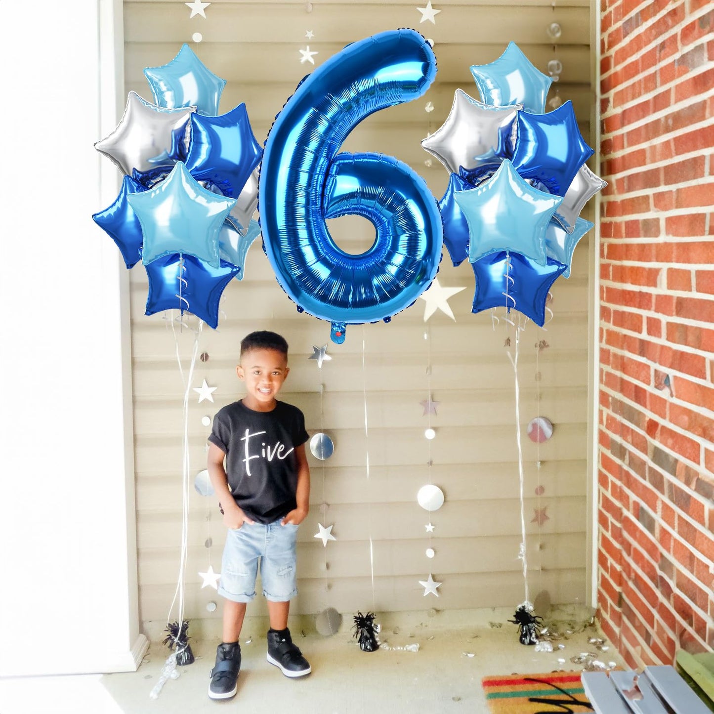 40 Inch Dark Blue Number Balloons 6, Royal Light Blue 6 Helium Foil Mylar Balloon, Teal Blue Globos Azules Self Inflating Silver