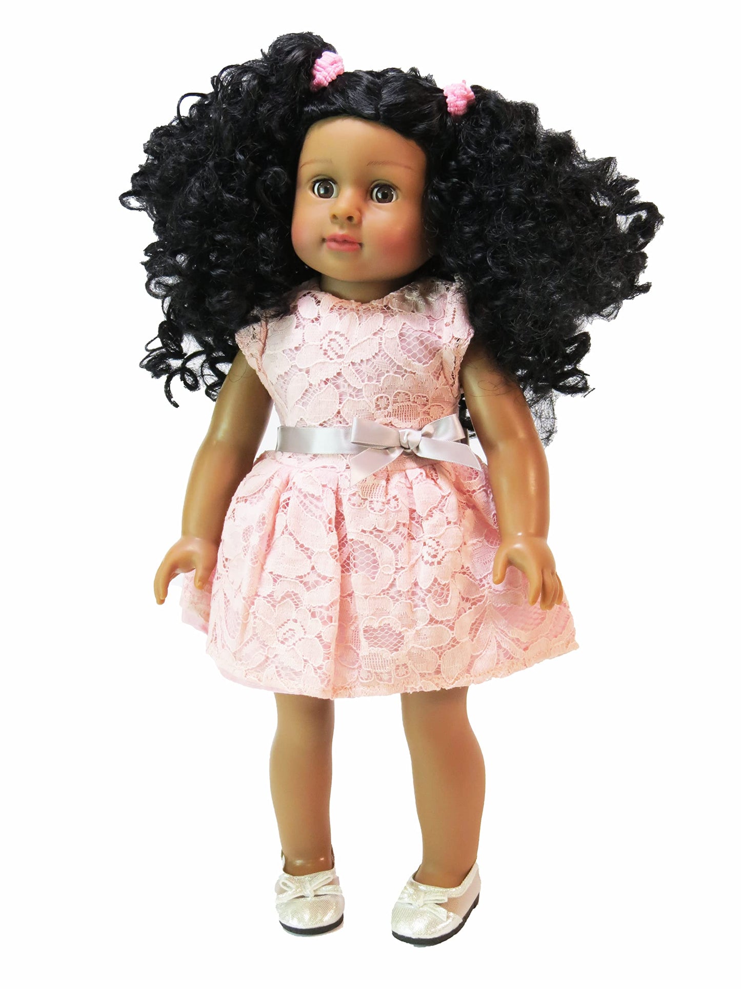 American Fashion World 18-Inch 'Virginia' African American Vinyl Posable Girl Doll with 3B Hair Type | Undressed Doll | enhanced Quality & Design